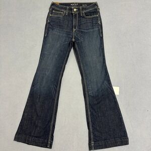 Ariat Denim High Rise Slim Trouser Wide Jeans Dark Wash Blue Womens Size 28S